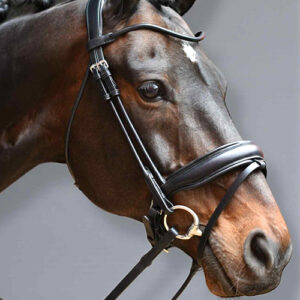 Rundgenähter Dressurzaum aus italienischem Leder - Classic Black - Full